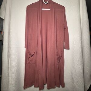 Olivia Blu Women's Dusty Rose Open‎ Front Long Style Cardigan Size L 3/4 Sleeves
